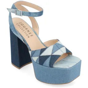 Journee Collection Womens Asherby Denim Platform Sandals