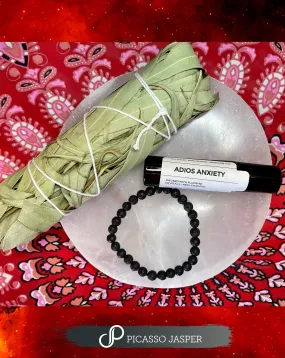 Last Ones! Adios Anxiety Bundle: Roller Ball   Lava Bracelet   Eucalyptus Smudge Bundle
