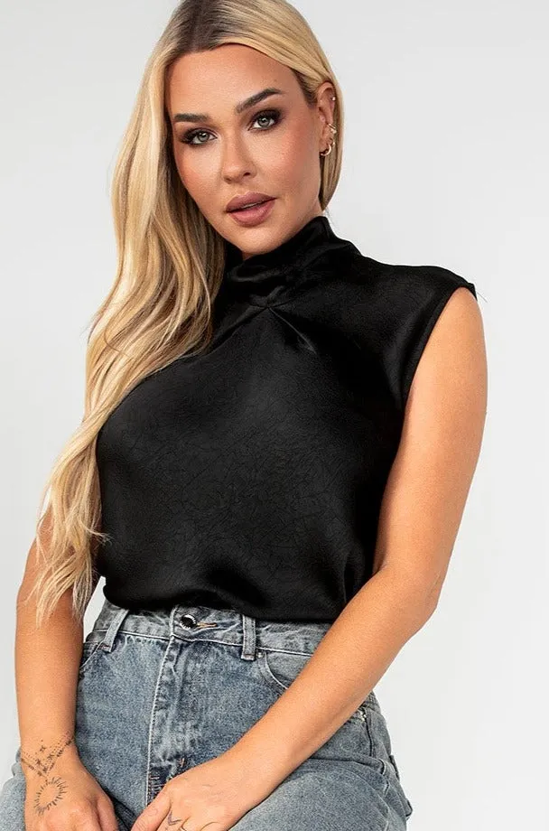 Lucia Black Satin Top
