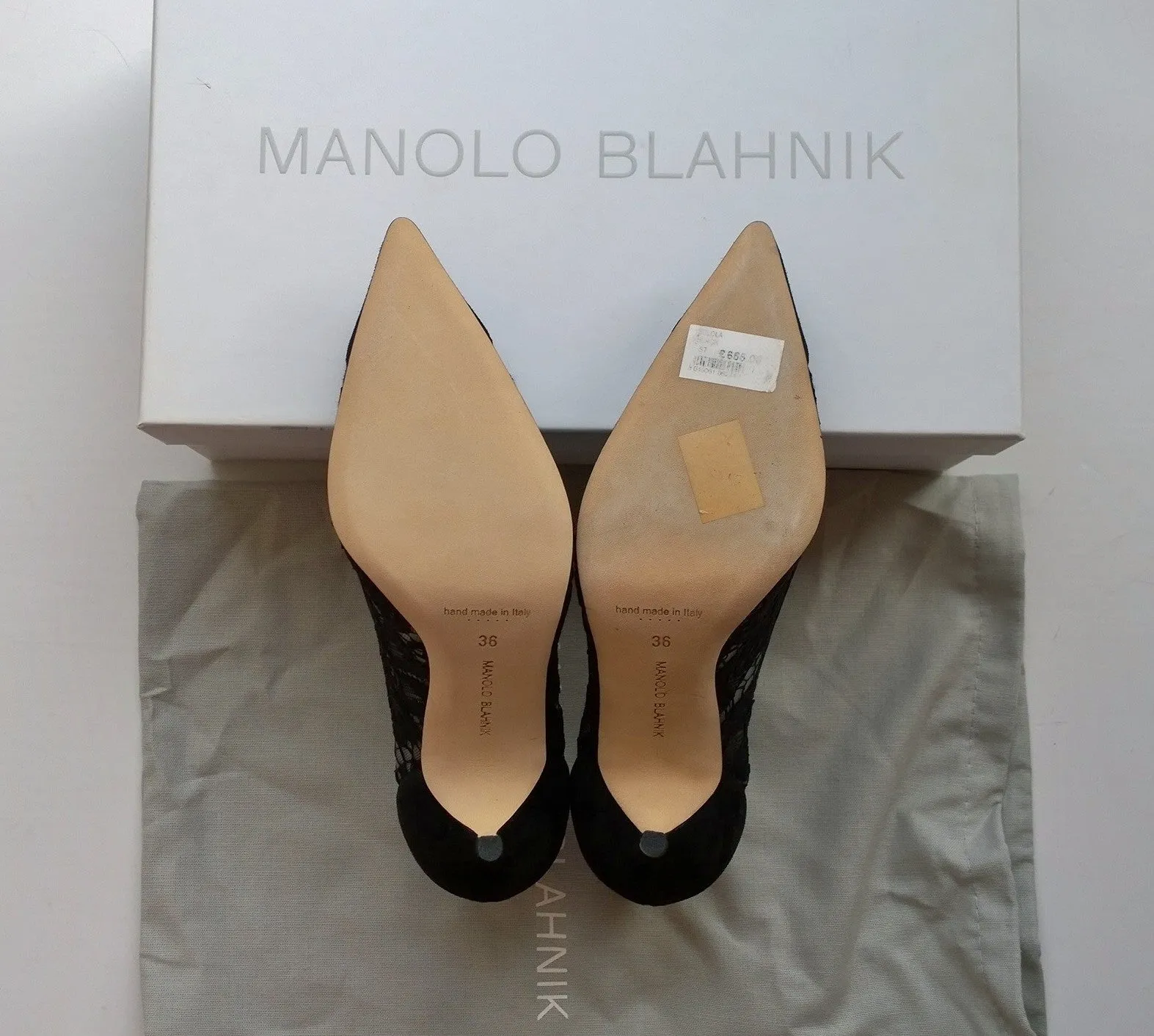 Manolo Blahnik Solola 105 Black Lace and Suede Heels