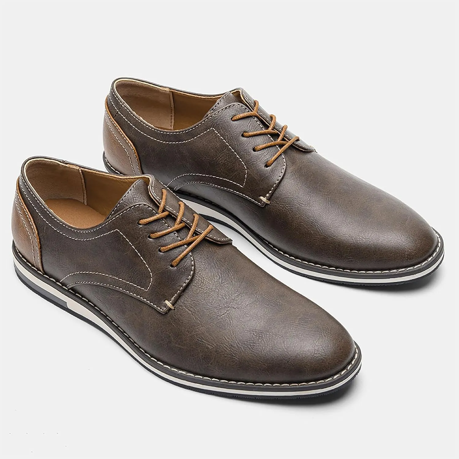Men's Casual Business Leather Shoes Men Fashion Lace-up Derby Shoe Mens Light Comfortable Outdoor Driving Flats