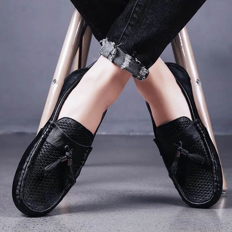 Men's Loafers Shoes Round Toe Solid Color Breathable with Tassel Driving Loafers Anti-Slip Flat Heel Comfortable Fashion Wedding Slip On