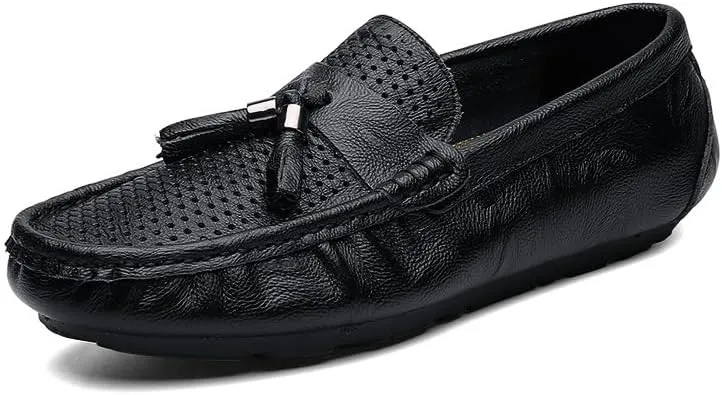 Men's Loafers Shoes Round Toe Solid Color Breathable with Tassel Driving Loafers Anti-Slip Flat Heel Comfortable Fashion Wedding Slip On