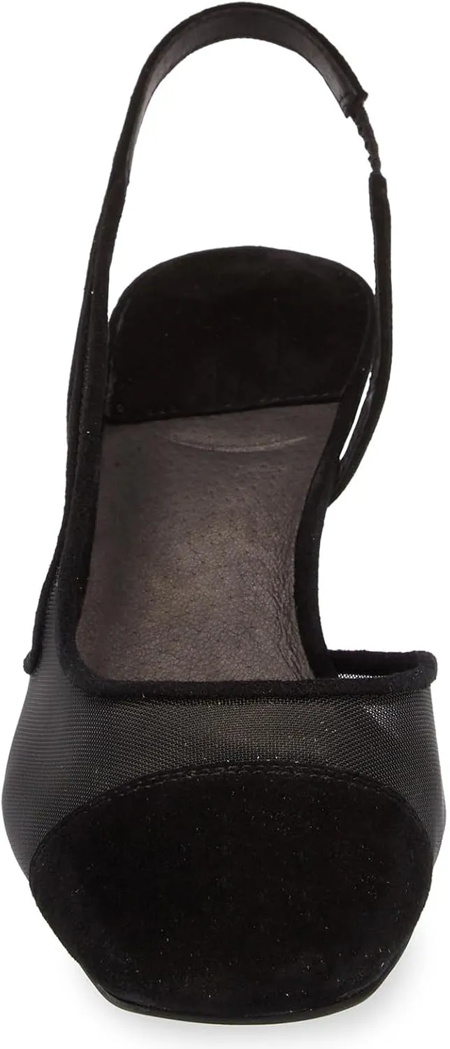 MICIFA Slingback Heels for WomenRound Toe Chunky Heeled Pumps Ankle Strap Fashion Splicing Dress Shoes