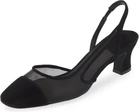 MICIFA Slingback Heels for WomenRound Toe Chunky Heeled Pumps Ankle Strap Fashion Splicing Dress Shoes