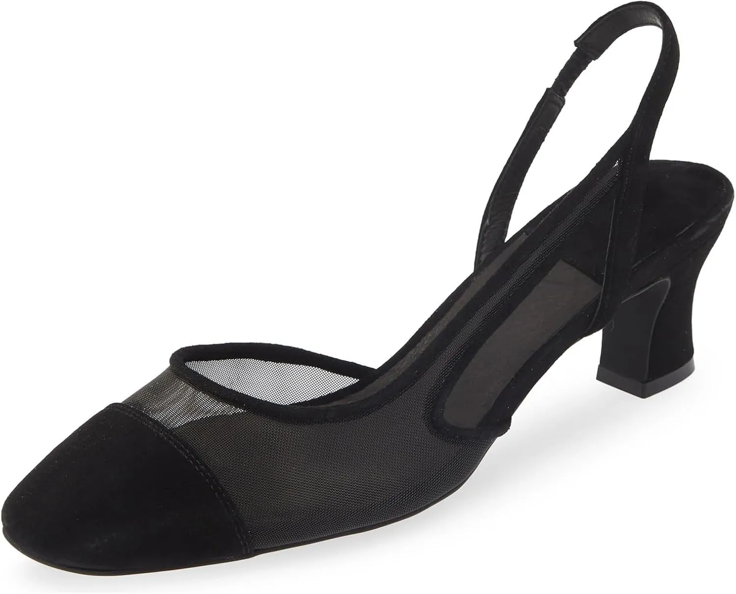 MICIFA Slingback Heels for WomenRound Toe Chunky Heeled Pumps Ankle Strap Fashion Splicing Dress Shoes