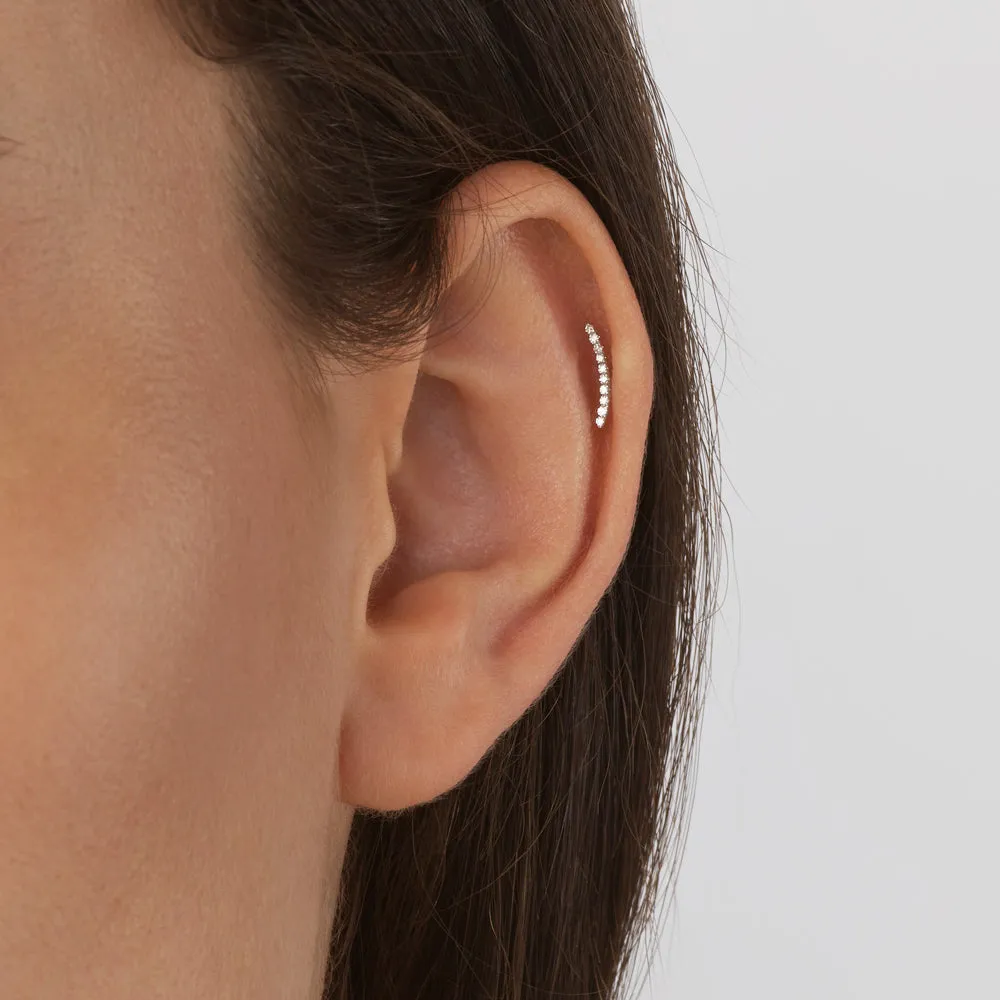 Micro Diamond Climber Helix Single Stud Earring in Silver