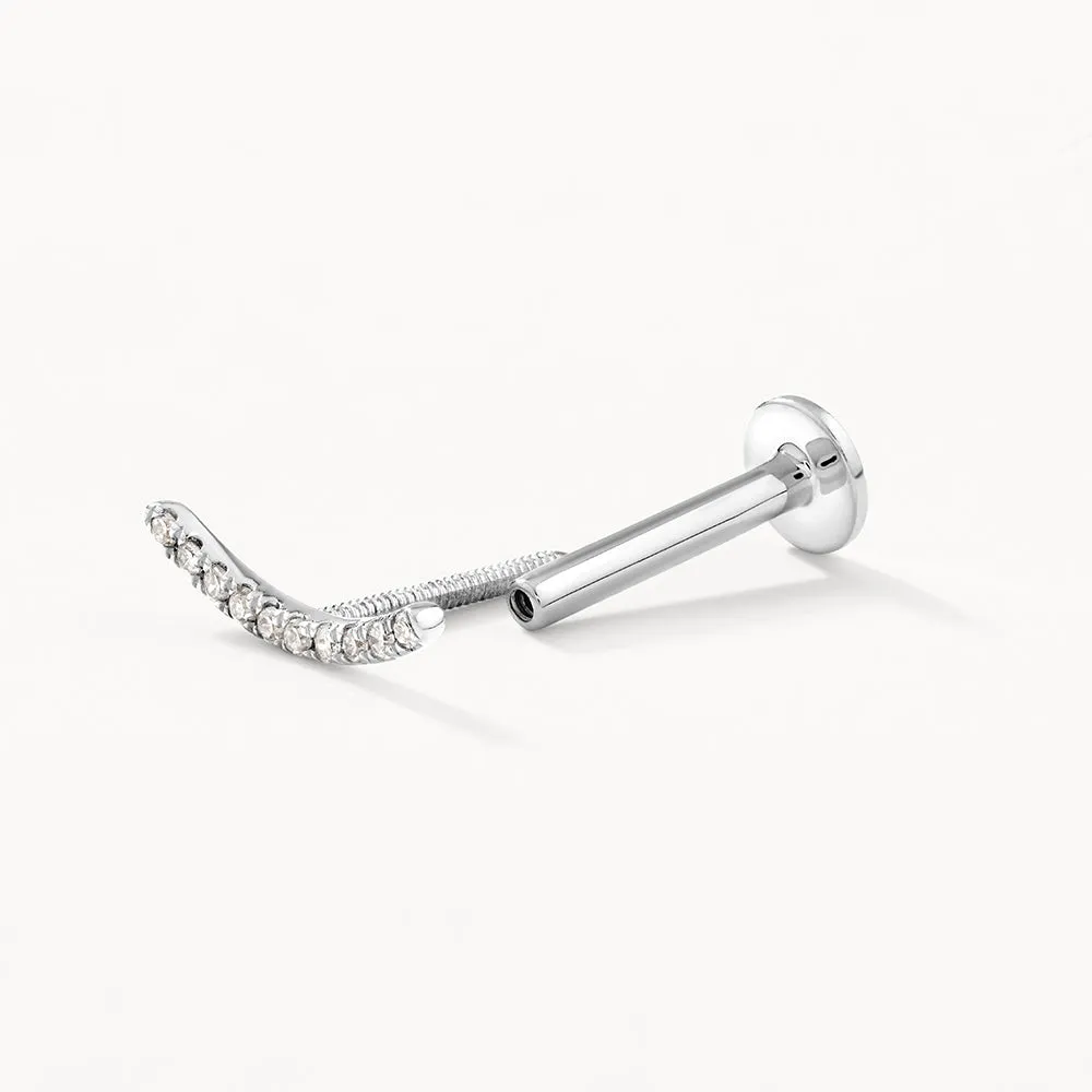 Micro Diamond Climber Helix Single Stud Earring in Silver
