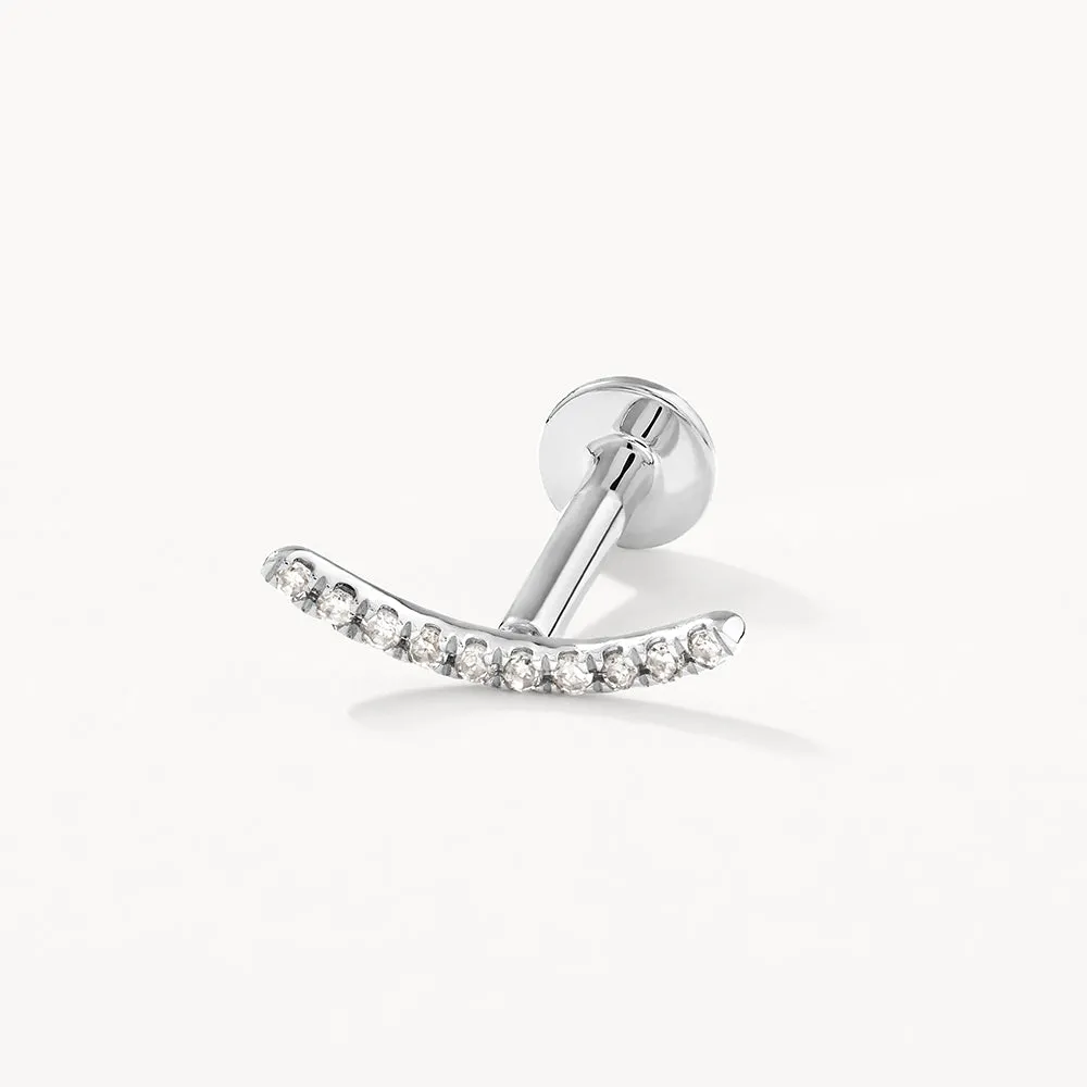 Micro Diamond Climber Helix Single Stud Earring in Silver