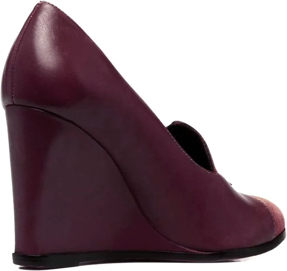 MOOMMO Women Chunky High Heel Wedge Pumps with Tassels Round Toe Slip On Fringed Dress Shoes 4 Inch High Block Heel Suede Loafers Shoes Cap Closed Toe Patchwork Dressy Comfort Wedding Party 4-11 M US