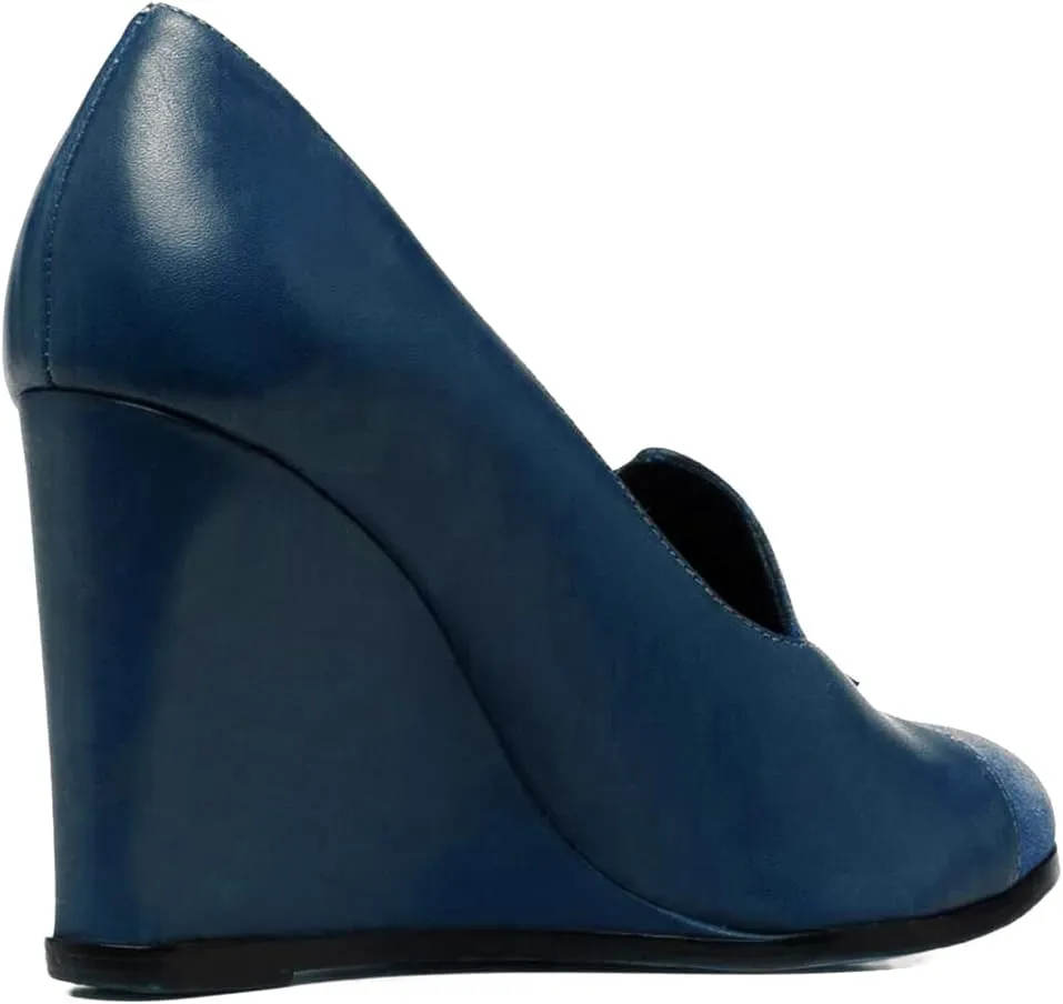 MOOMMO Women Chunky High Heel Wedge Pumps with Tassels Round Toe Slip On Fringed Dress Shoes 4 Inch High Block Heel Suede Loafers Shoes Cap Closed Toe Patchwork Dressy Comfort Wedding Party 4-11 M US
