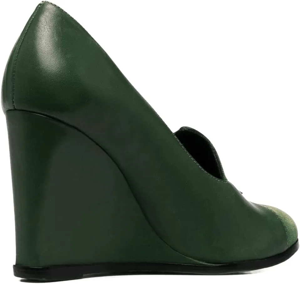 MOOMMO Women Chunky High Heel Wedge Pumps with Tassels Round Toe Slip On Fringed Dress Shoes 4 Inch High Block Heel Suede Loafers Shoes Cap Closed Toe Patchwork Dressy Comfort Wedding Party 4-11 M US