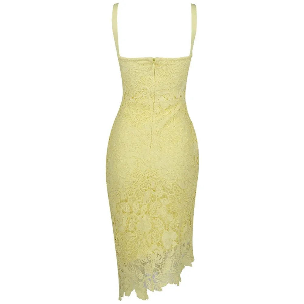 NADIAN STRAPY SLEEVELESS LACE OVER KNEE BANDAGE DRESS