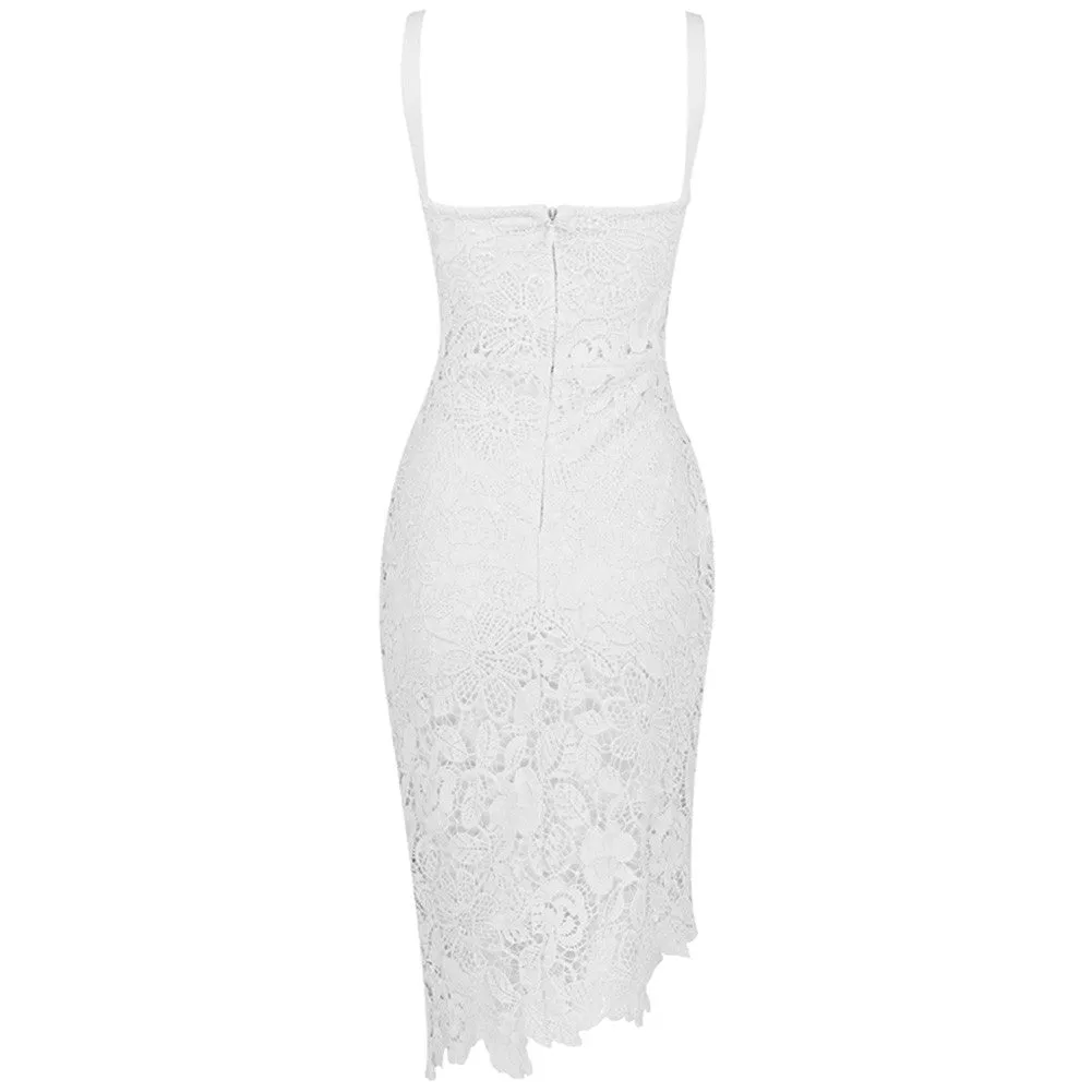 NADIAN STRAPY SLEEVELESS LACE OVER KNEE BANDAGE DRESS