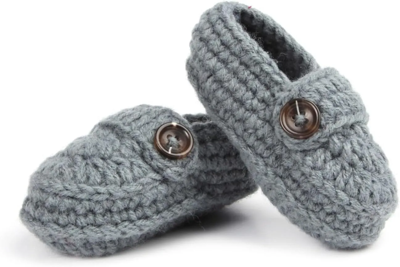 Newborn Baby Hand Knitting Crochet Booties Shoes Mary Jane First Walking Non-Slip Stay On Warm Knit Sock Boots