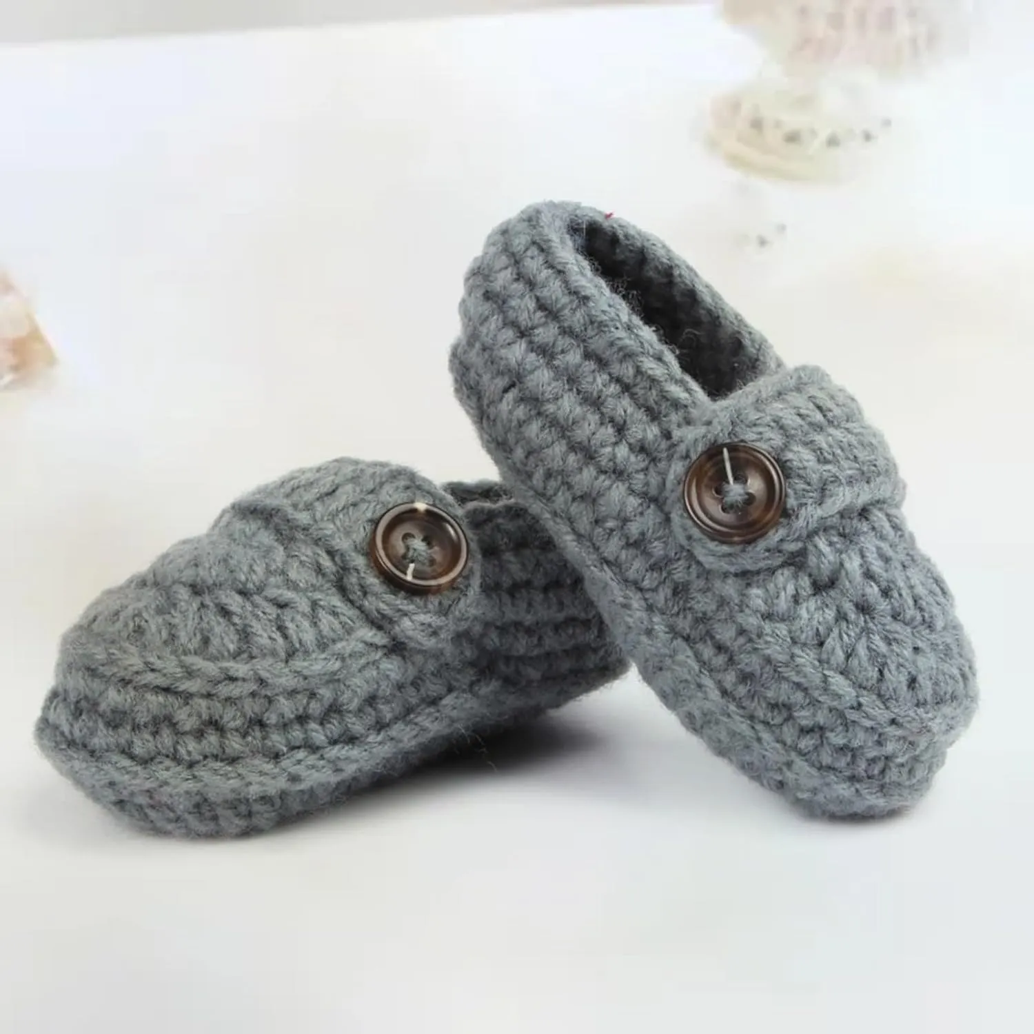 Newborn Baby Hand Knitting Crochet Booties Shoes Mary Jane First Walking Non-Slip Stay On Warm Knit Sock Boots