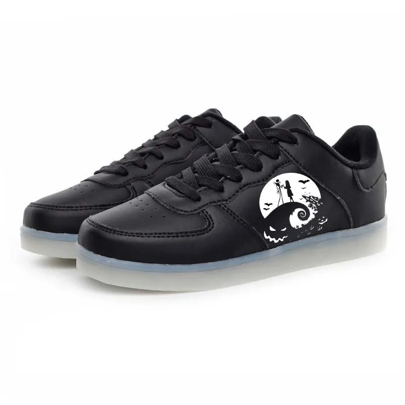 Nightmare Before Christmas Shoes Light Up Shoes Unisex Sneakers Kid Children's Luminous Sports Shoes LED Light USB Charging Flash Shoes Gifts