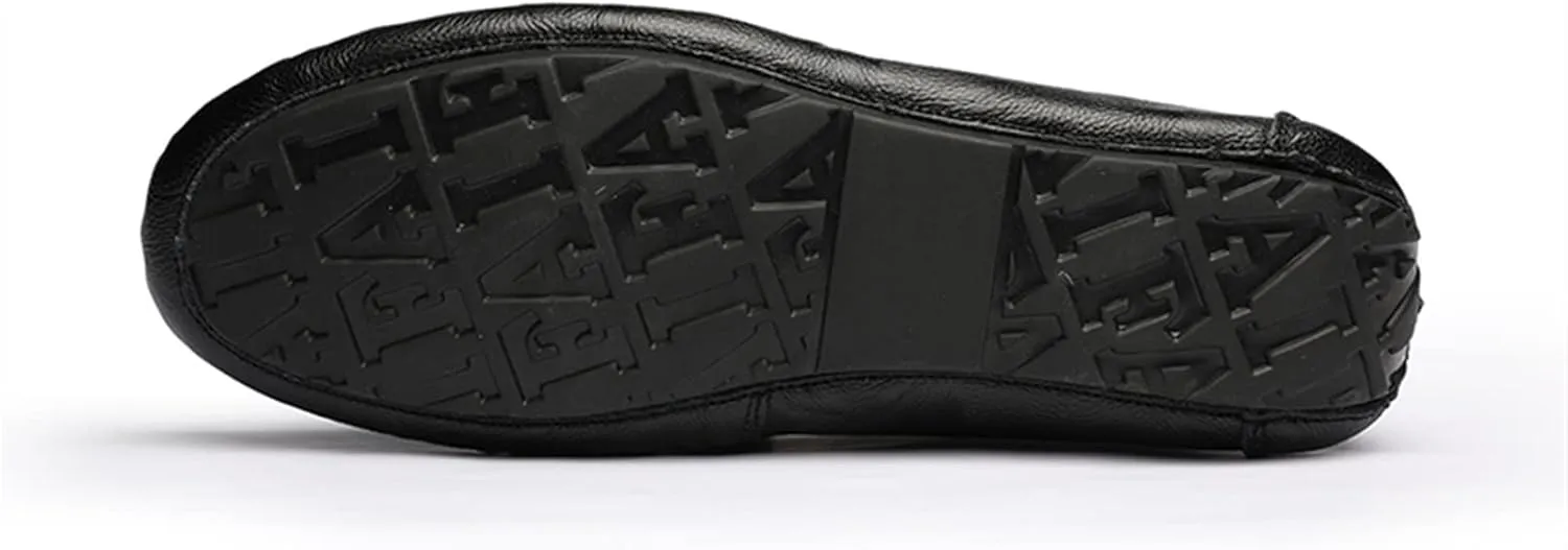 Smoking Loafer Driving Moccasins for Men Genuine Leather Tassel Stitching Details Round Toe Lightweight Flexible Anti-Slip Resistant Flat Heel for Any Attire