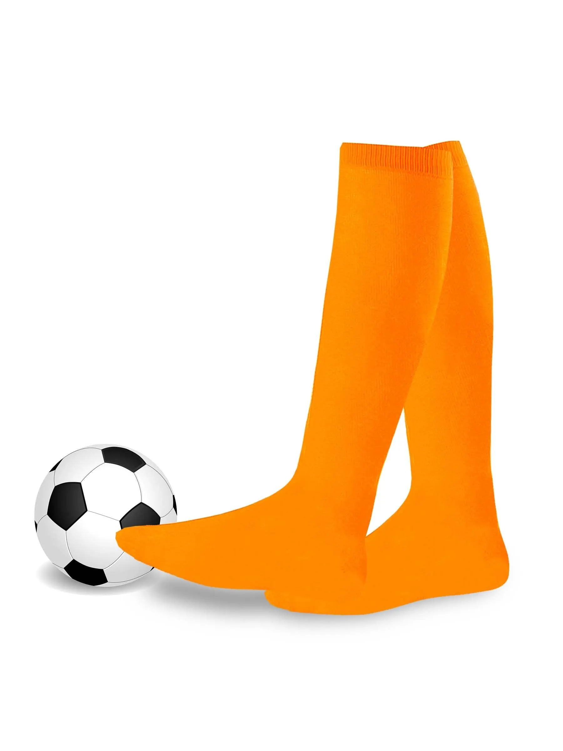 TeeHee Socks Unisex Soccer Acrylic Over The Knee High Orange 3-Pack (50081)
