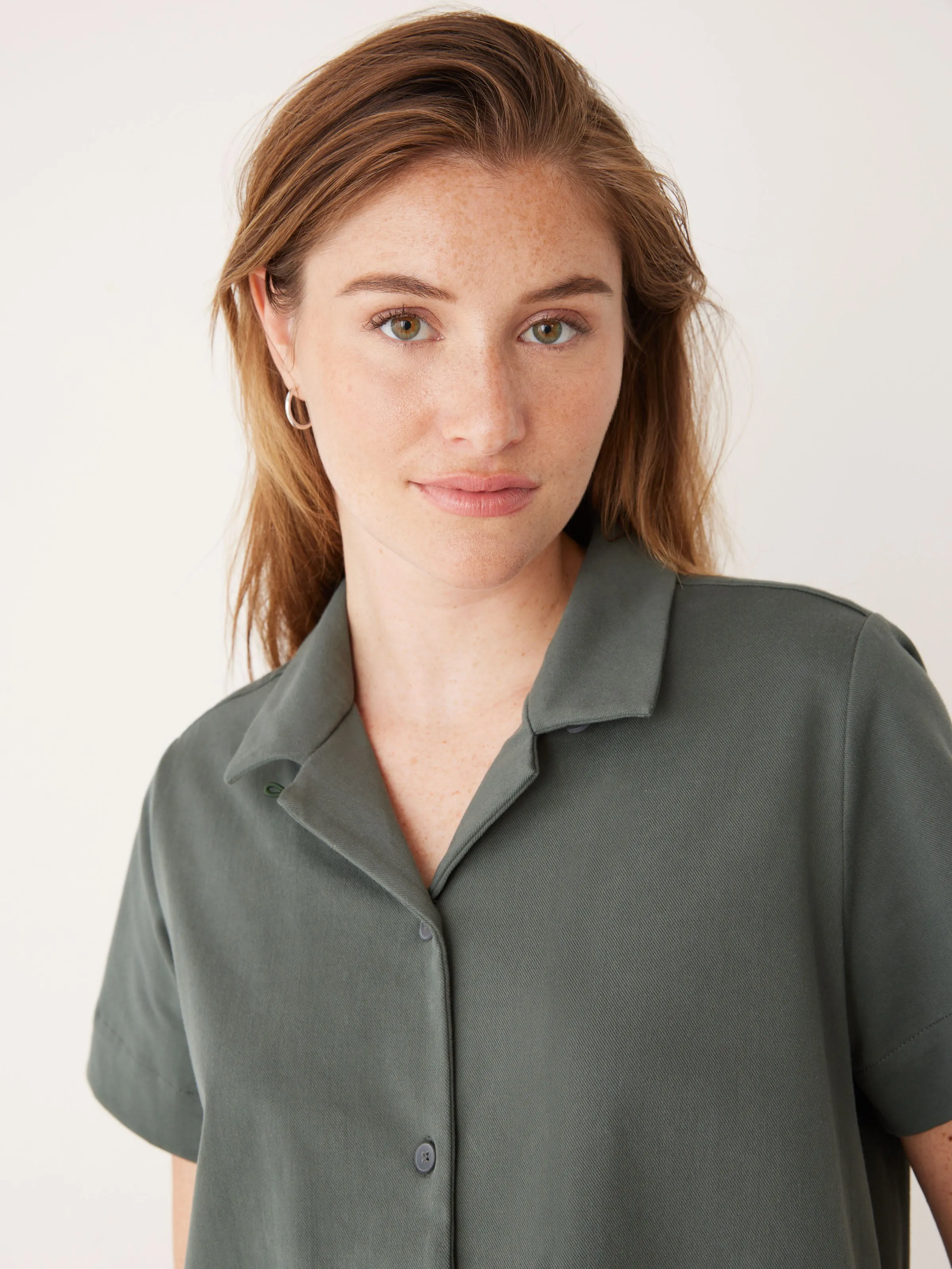 The Flex Camp Collar Dress in Teal Grey