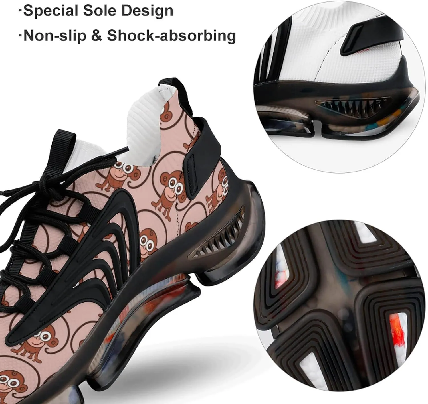 The Monkey Walking Shoes for Men Lightweight Tennis Fashion Elastic Sports Shoes Cushion Basketball Shoes