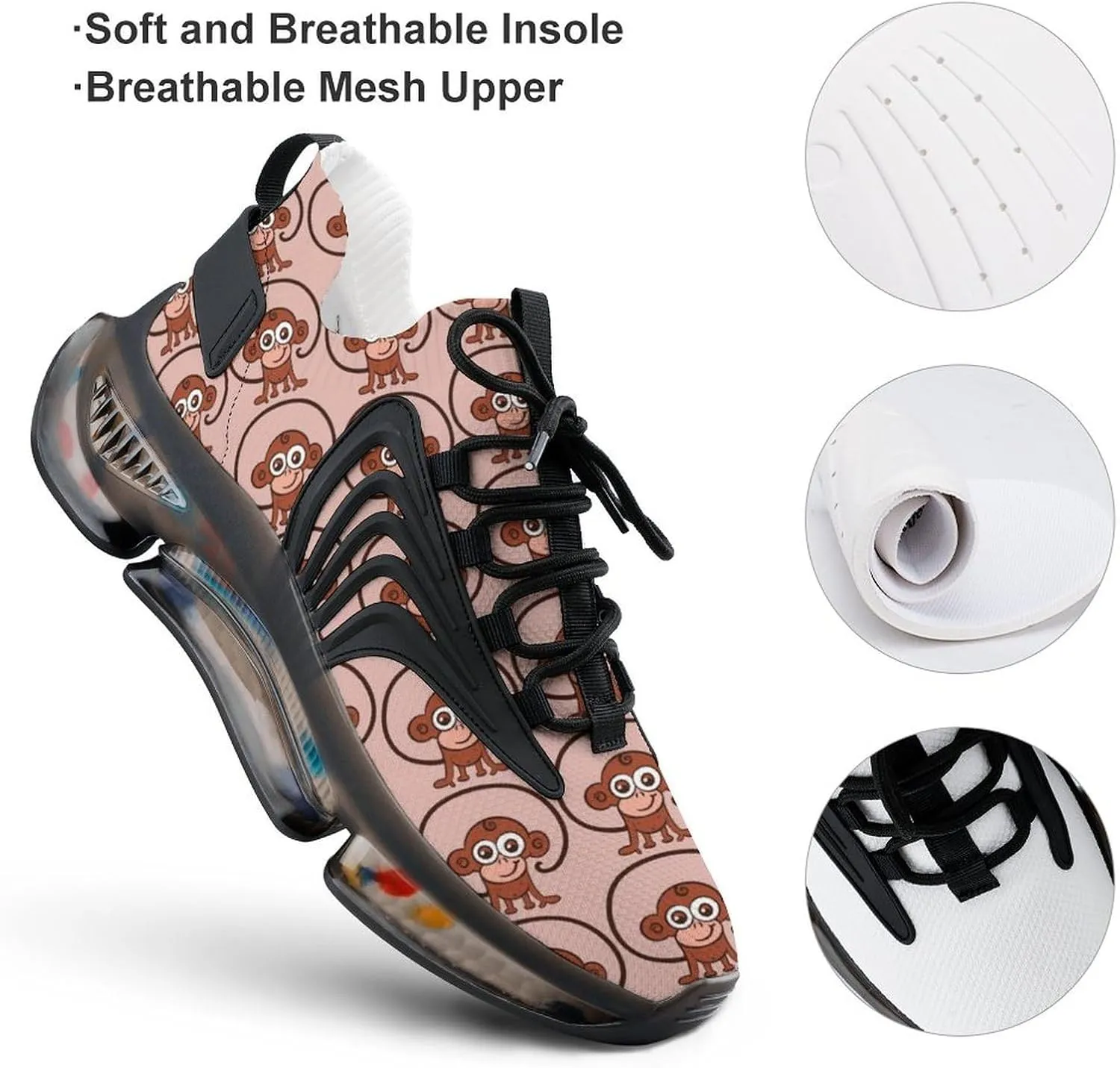 The Monkey Walking Shoes for Men Lightweight Tennis Fashion Elastic Sports Shoes Cushion Basketball Shoes