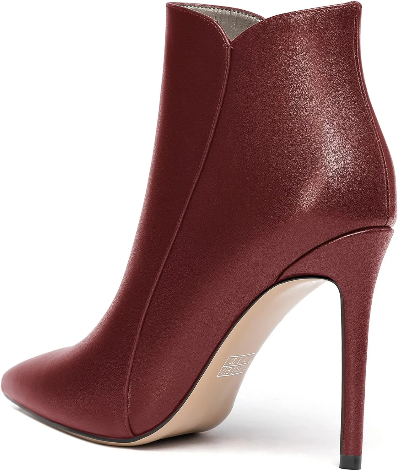 WAYDERNS Women's Side Zipper Pointed Toe Matte Stiletto High Heel Ankle High Boots 4 Inch