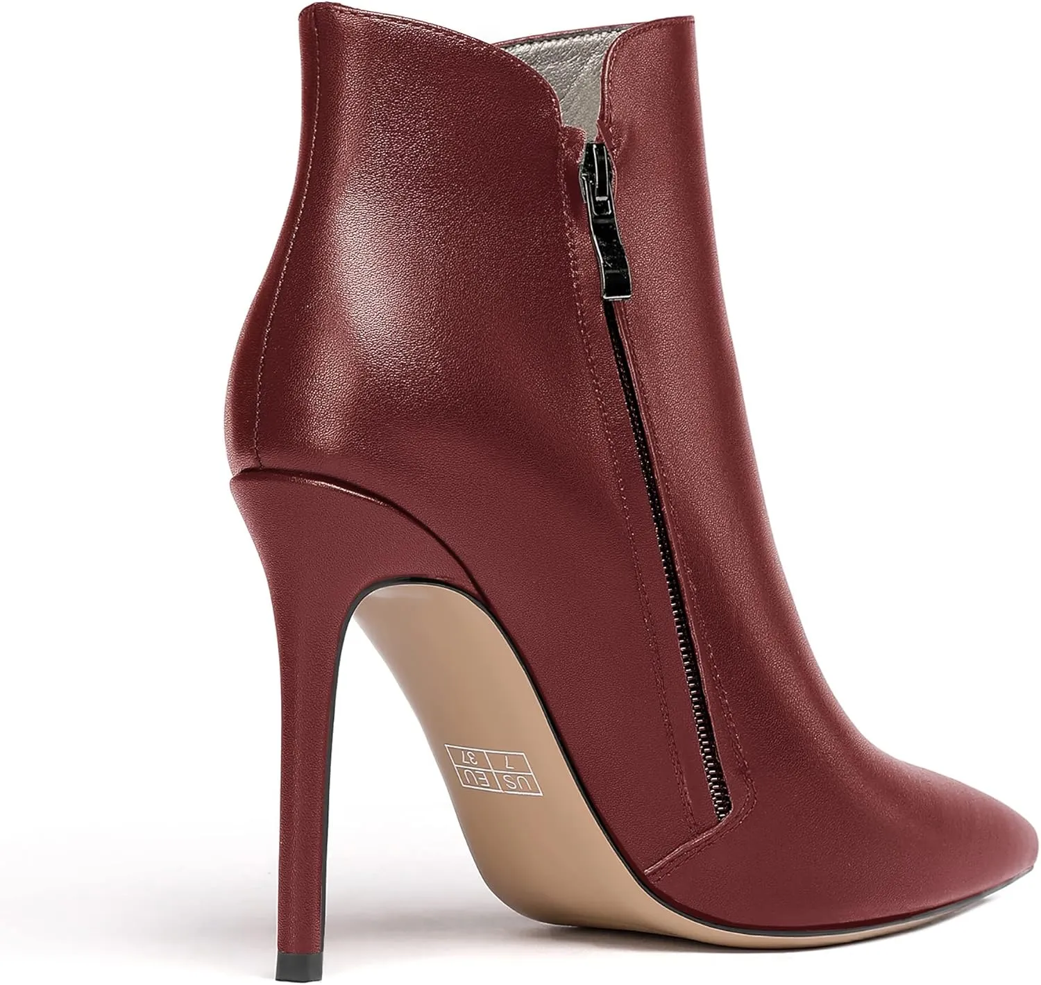 WAYDERNS Women's Side Zipper Pointed Toe Matte Stiletto High Heel Ankle High Boots 4 Inch