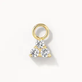White Topaz Trio Charm in 10k Gold