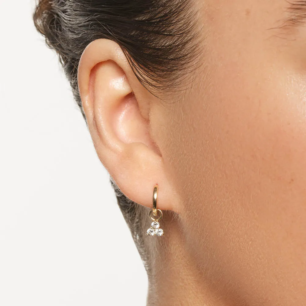 White Topaz Trio Charm in 10k Gold
