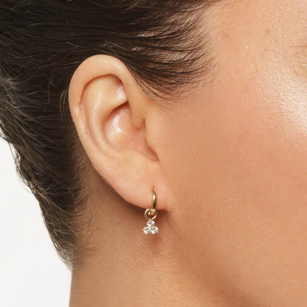White Topaz Trio Charm in 10k Gold