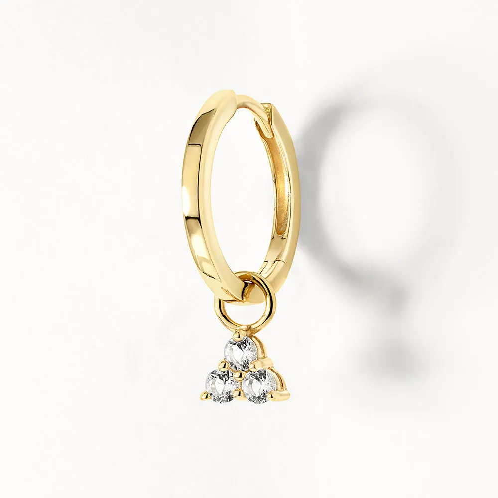 White Topaz Trio Charm in 10k Gold