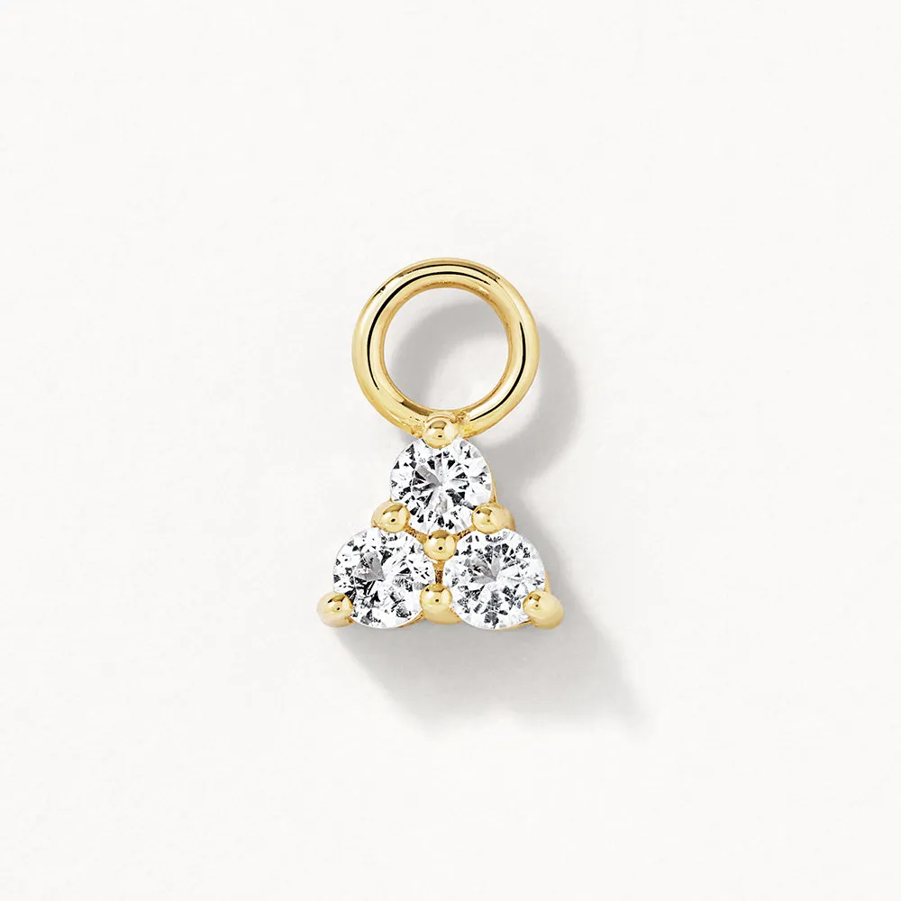 White Topaz Trio Charm in 10k Gold
