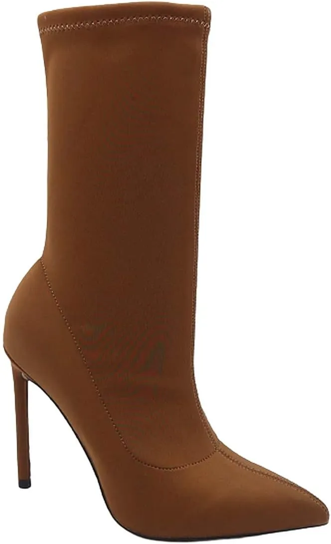 Women Pointed Toe Stiletto Short Boots High Heel Ankle Stretch Booties