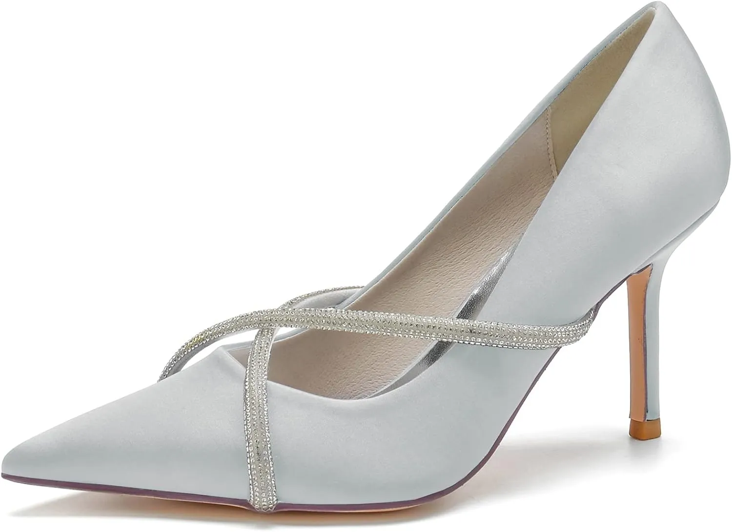 Women's Classic Closed Pointed Toe Stiletto High Heels Pumps Shoes for Party Evening Wedding,Silver,11