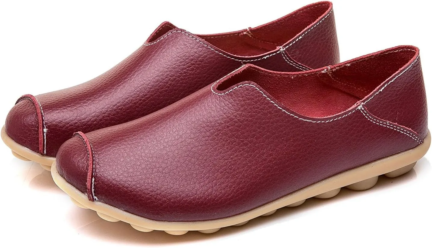 Women's Slip-On Loafers Lug Sole Non Slip Shoes Soft Lightweight Walking Driving Shoes Versatile Heeled Casual