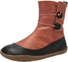 Womens Winter Boots 2022 Fashion Casual Round Toe Flat Elastic Slip on Ankle Boots Plus Velvet Warm Lightweight Comfortable Ladies Shoes